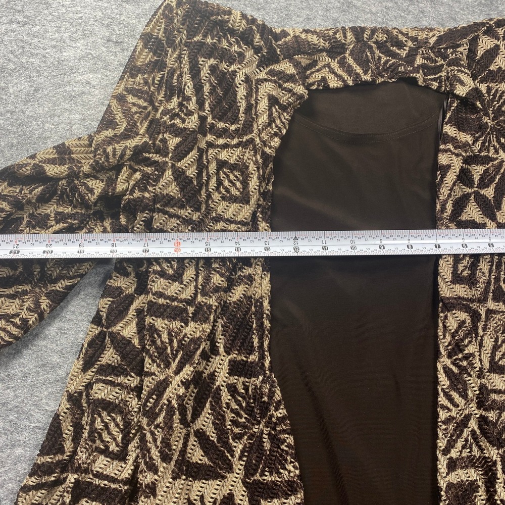 R&M Richards Womens Brown Geometric Mock Jacket Dress Size 10 Midi Layered Look - Picture 3 of 7